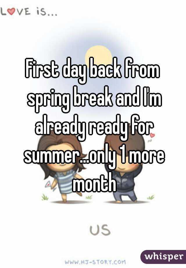 First day back from spring break and I'm already ready for summer...only 1 more month