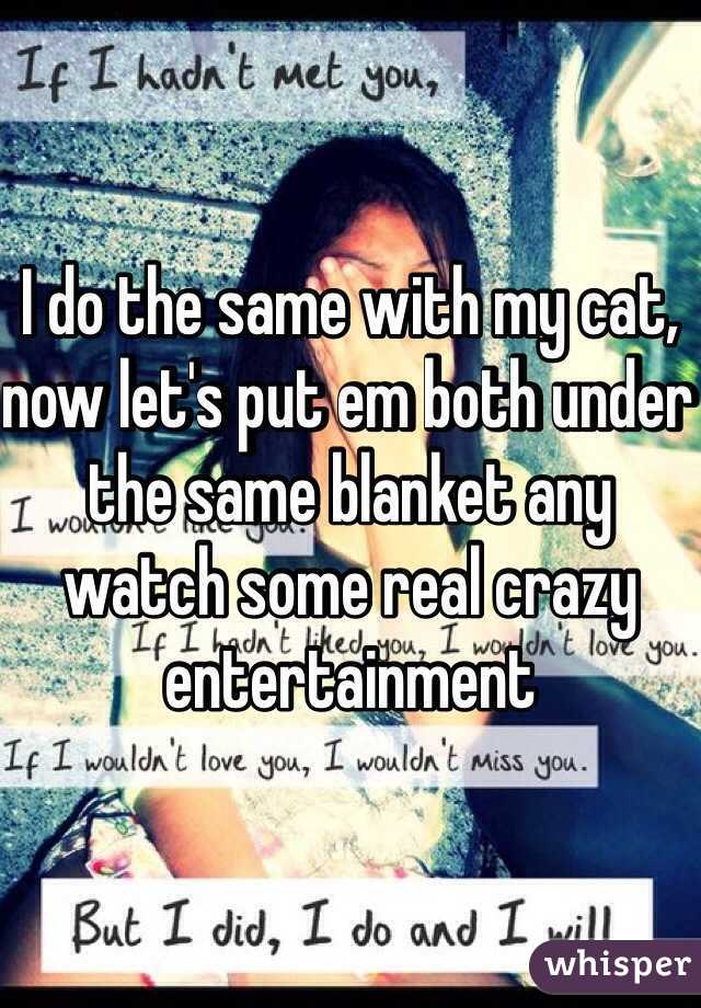 I do the same with my cat, now let's put em both under the same blanket any watch some real crazy entertainment 