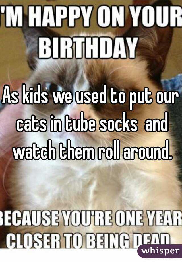 As kids we used to put our cats in tube socks  and watch them roll around.
