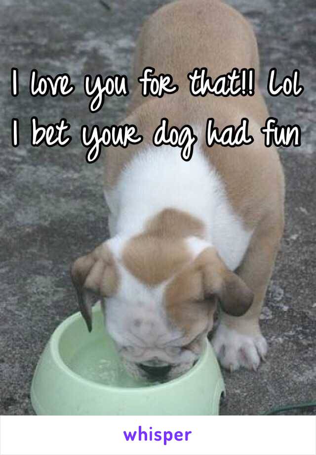I love you for that!! Lol I bet your dog had fun 