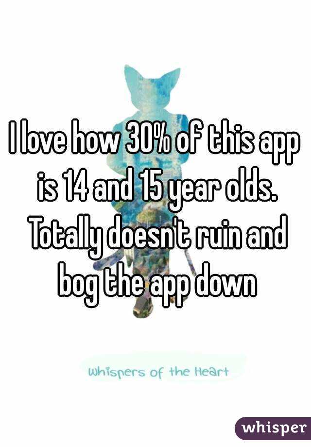 I love how 30% of this app is 14 and 15 year olds. Totally doesn't ruin and bog the app down