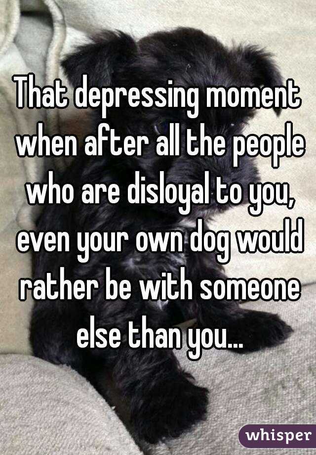 That depressing moment when after all the people who are disloyal to you, even your own dog would rather be with someone else than you...