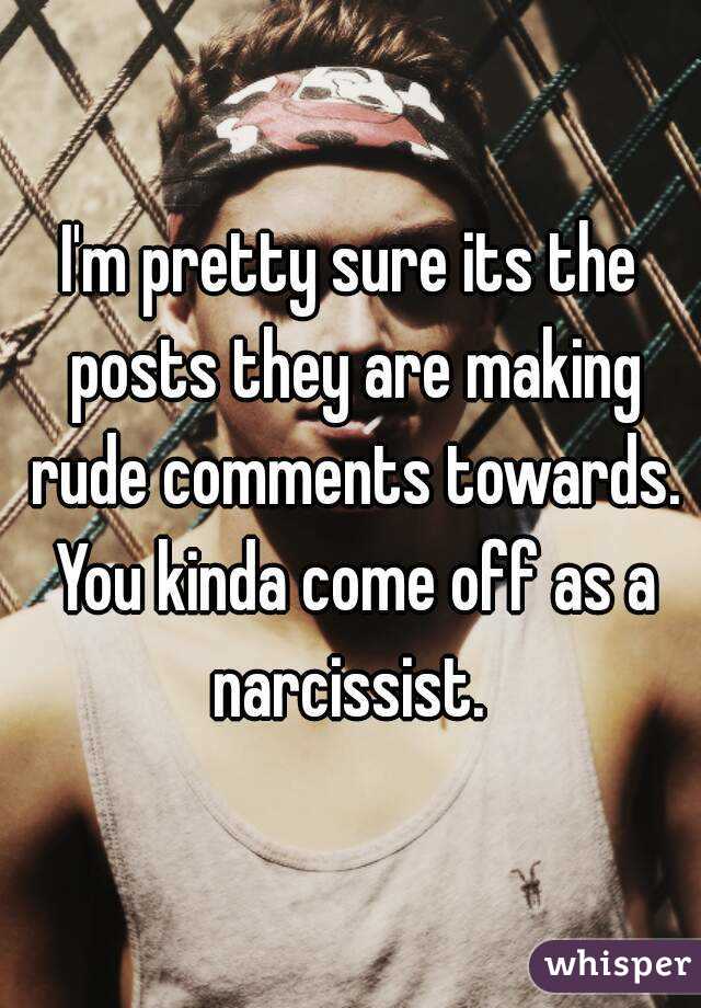 I'm pretty sure its the posts they are making rude comments towards. You kinda come off as a narcissist. 
