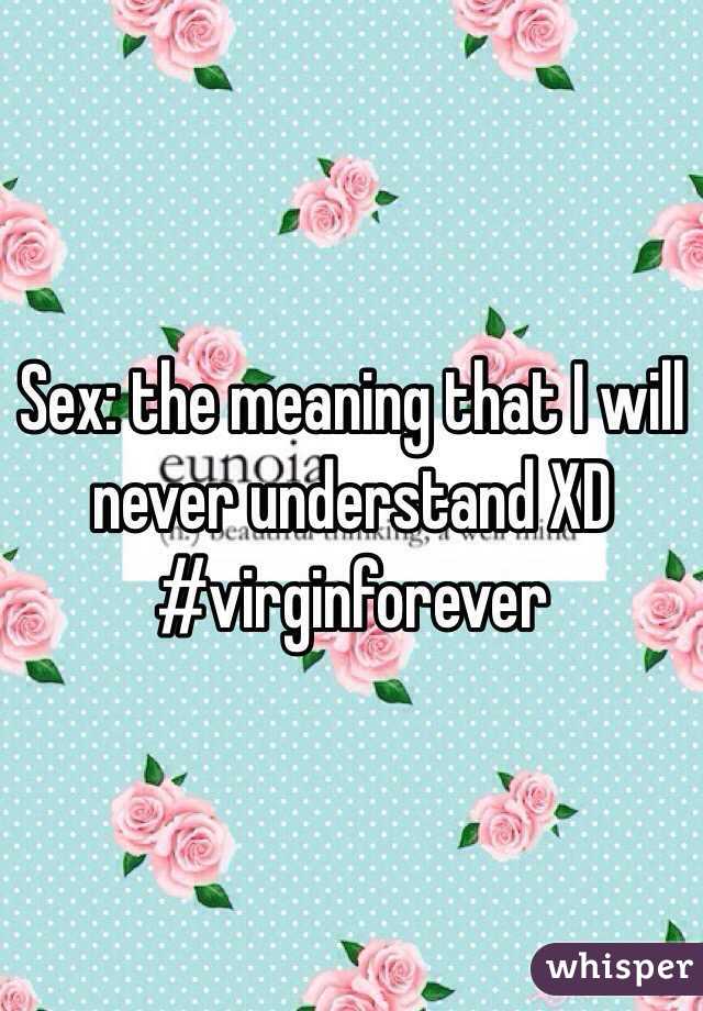 Sex: the meaning that I will never understand XD #virginforever 
