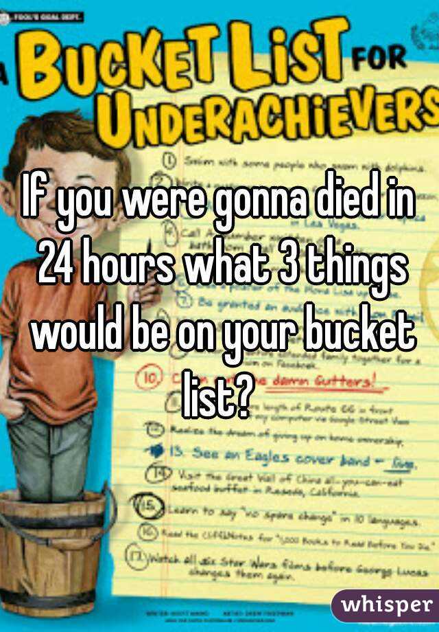 If you were gonna died in 24 hours what 3 things would be on your bucket list? 