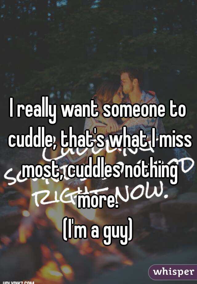 I really want someone to cuddle, that's what I miss most, cuddles nothing more. 
(I'm a guy)