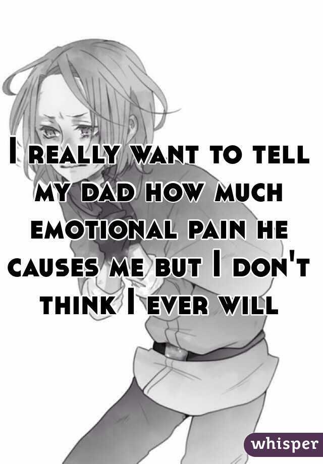 I really want to tell my dad how much emotional pain he causes me but I don't think I ever will