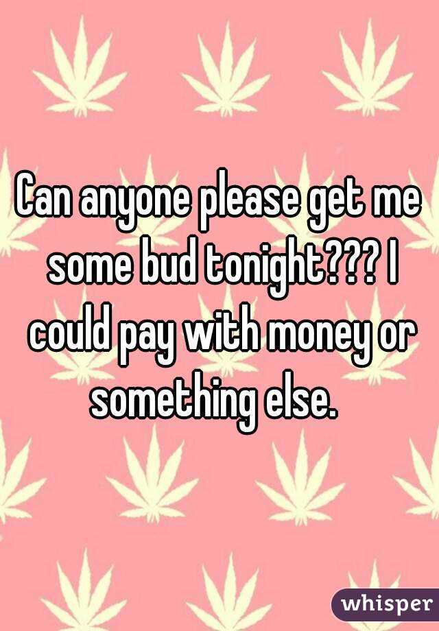 Can anyone please get me some bud tonight??? I could pay with money or something else.  