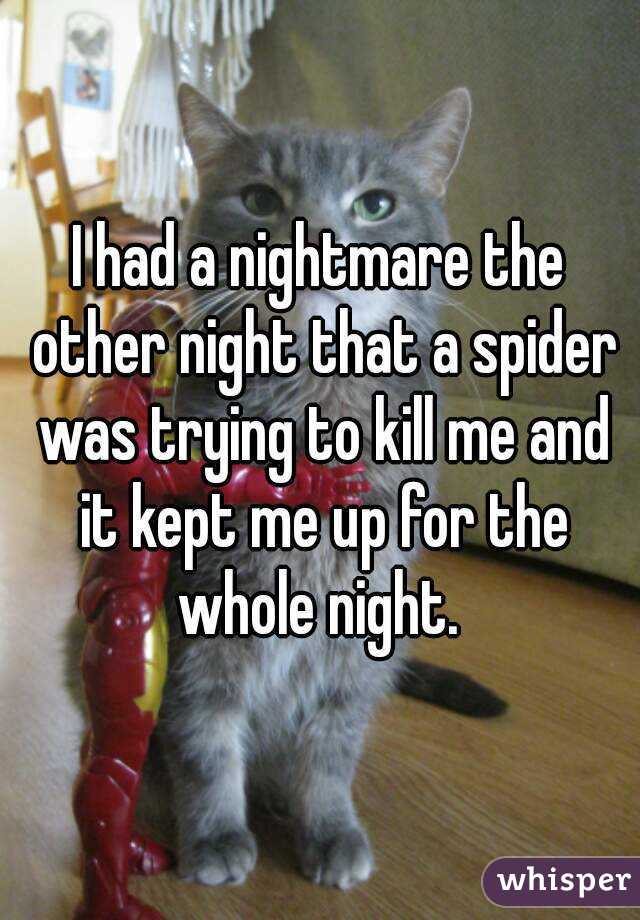 I had a nightmare the other night that a spider was trying to kill me and it kept me up for the whole night. 