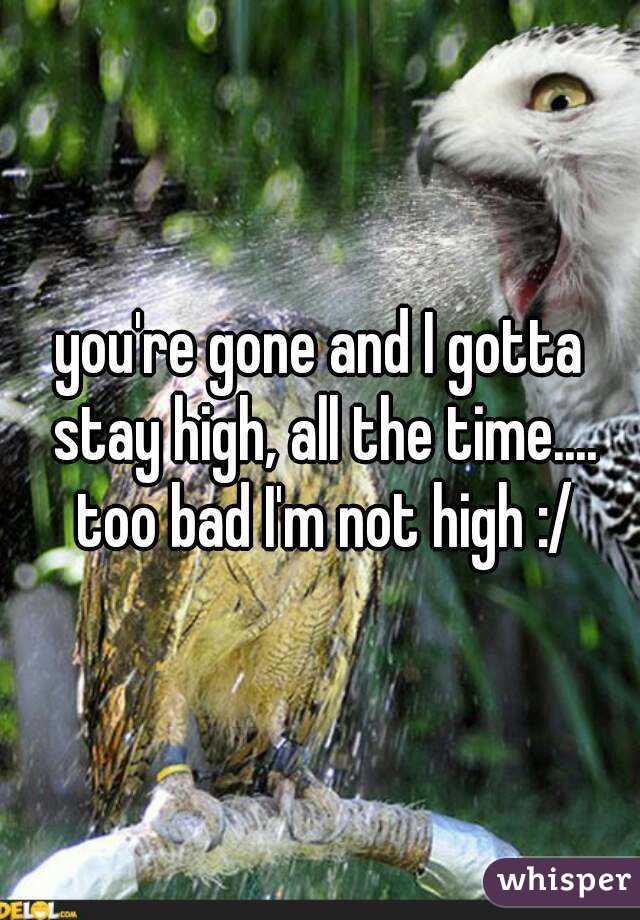 you're gone and I gotta stay high, all the time.... too bad I'm not high :/