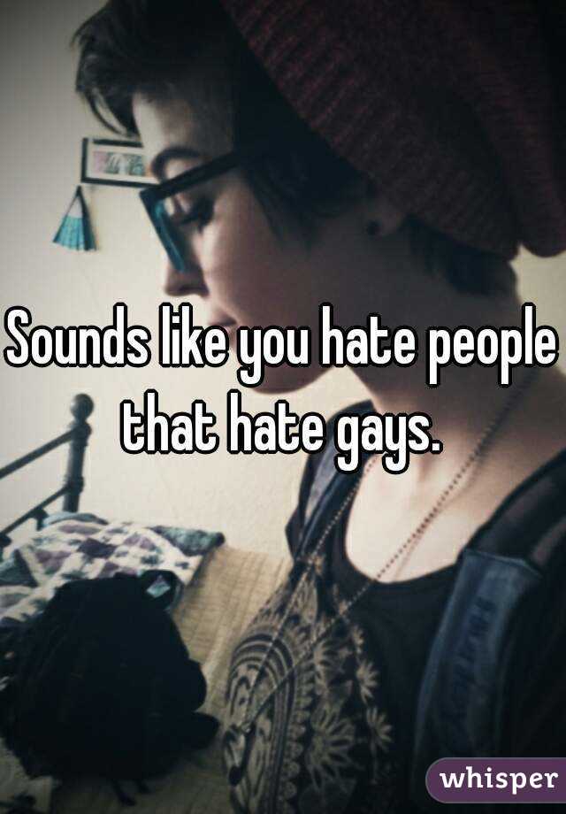 Sounds like you hate people that hate gays. 