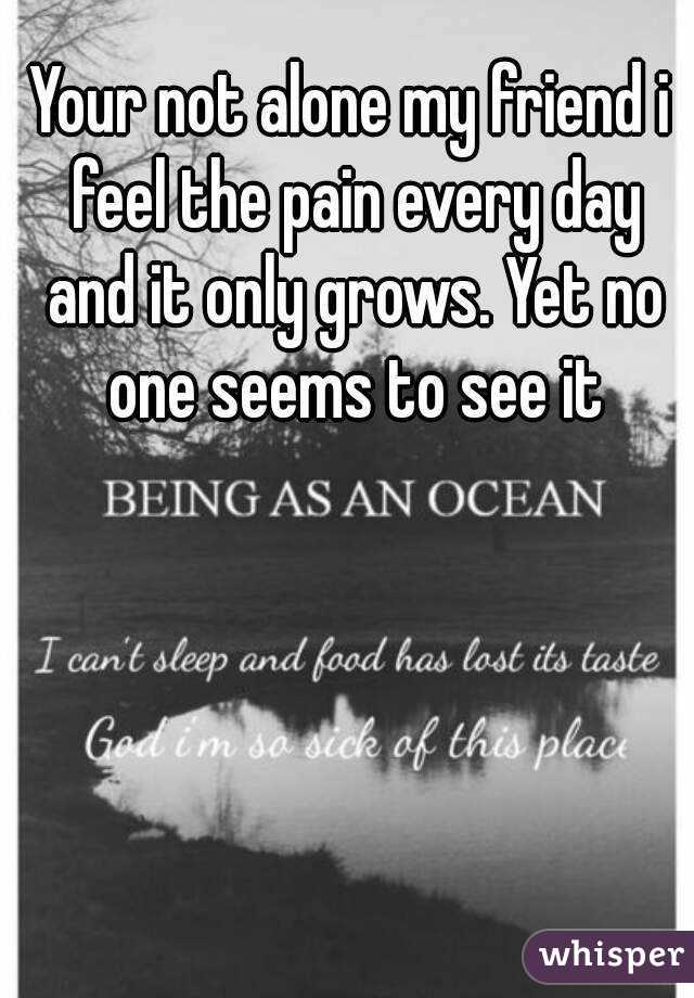 Your not alone my friend i feel the pain every day and it only grows. Yet no one seems to see it