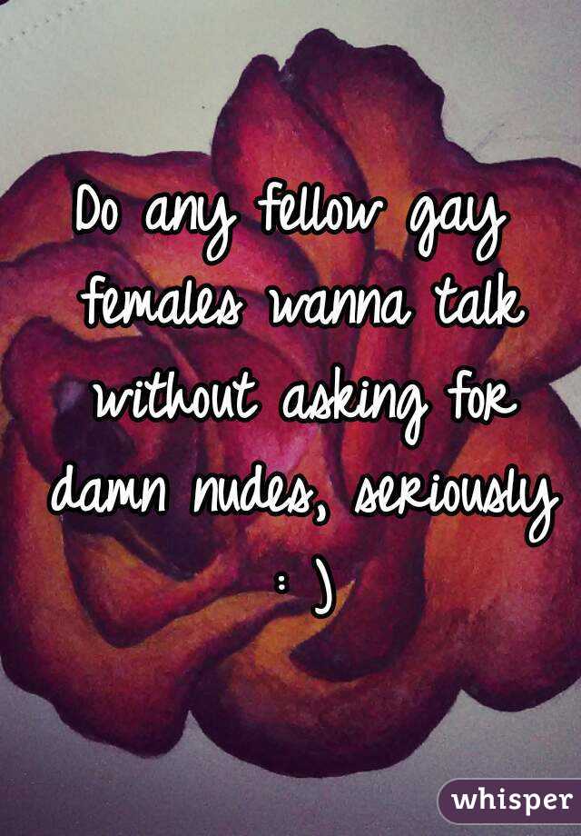 Do any fellow gay females wanna talk without asking for damn nudes, seriously : )