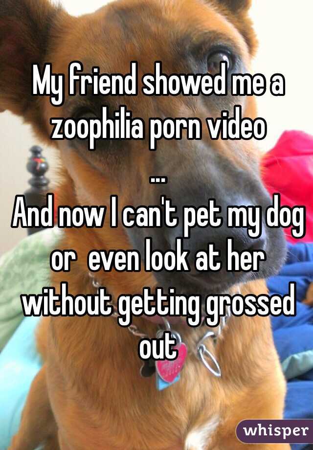 My friend showed me a zoophilia porn video
... 
And now I can't pet my dog or  even look at her without getting grossed out
