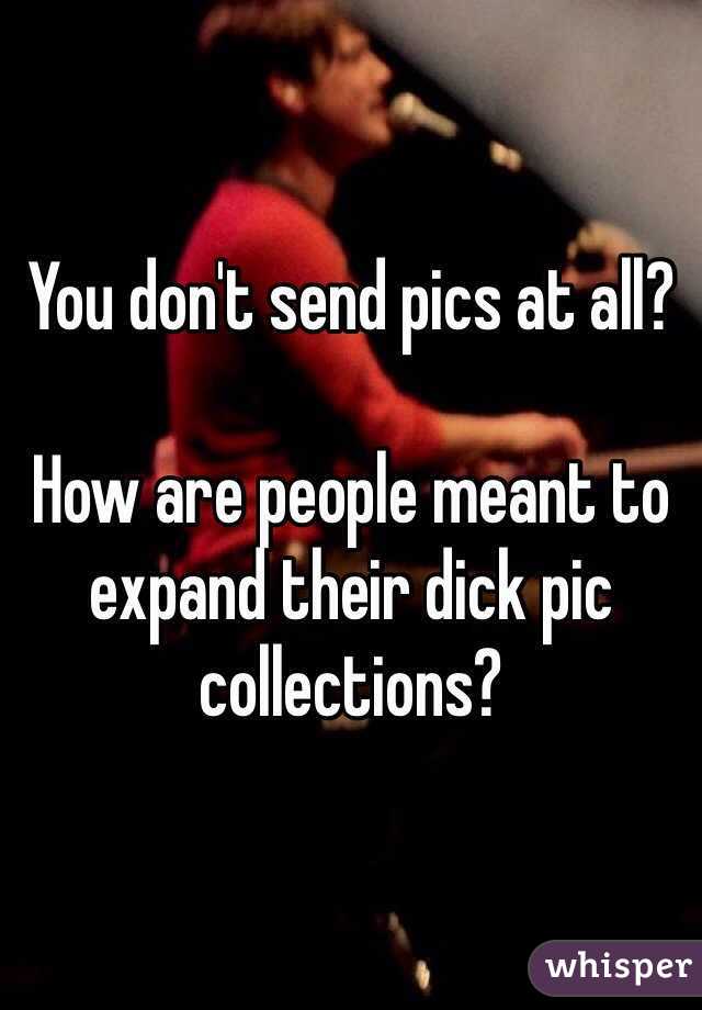 You don't send pics at all?

How are people meant to expand their dick pic collections?