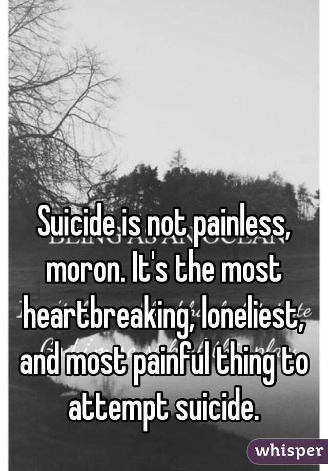 Suicide is not painless, moron. It's the most heartbreaking, loneliest, and most painful thing to attempt suicide. 