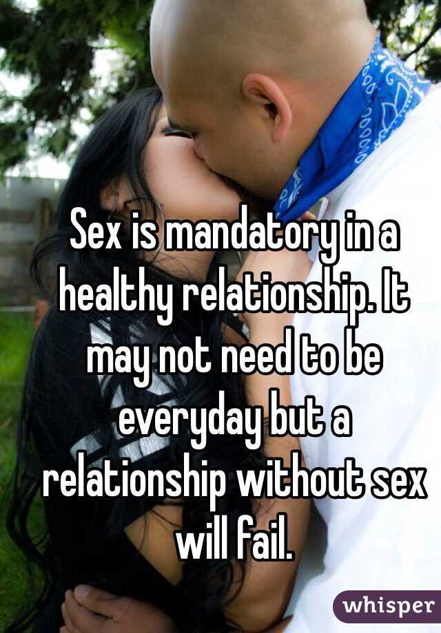 Sex is mandatory in a healthy relationship. It may not need to be everyday but a relationship without sex will fail. 