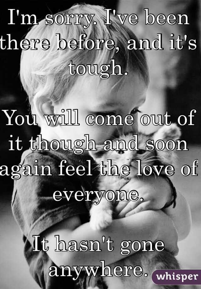 I'm sorry. I've been there before, and it's tough. 

You will come out of it though and soon again feel the love of everyone. 

It hasn't gone anywhere.