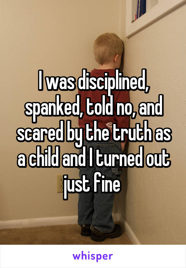 I was disciplined, spanked, told no, and scared by the truth as a child and I turned out just fine 