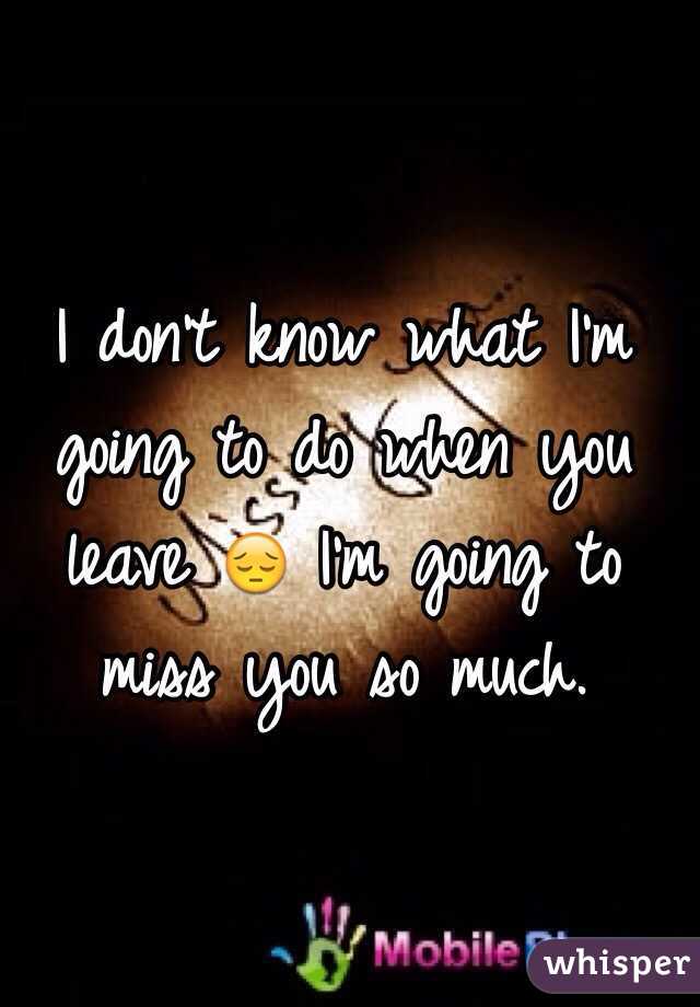 I Don T Know What I M Going To Do When You Leave I M
