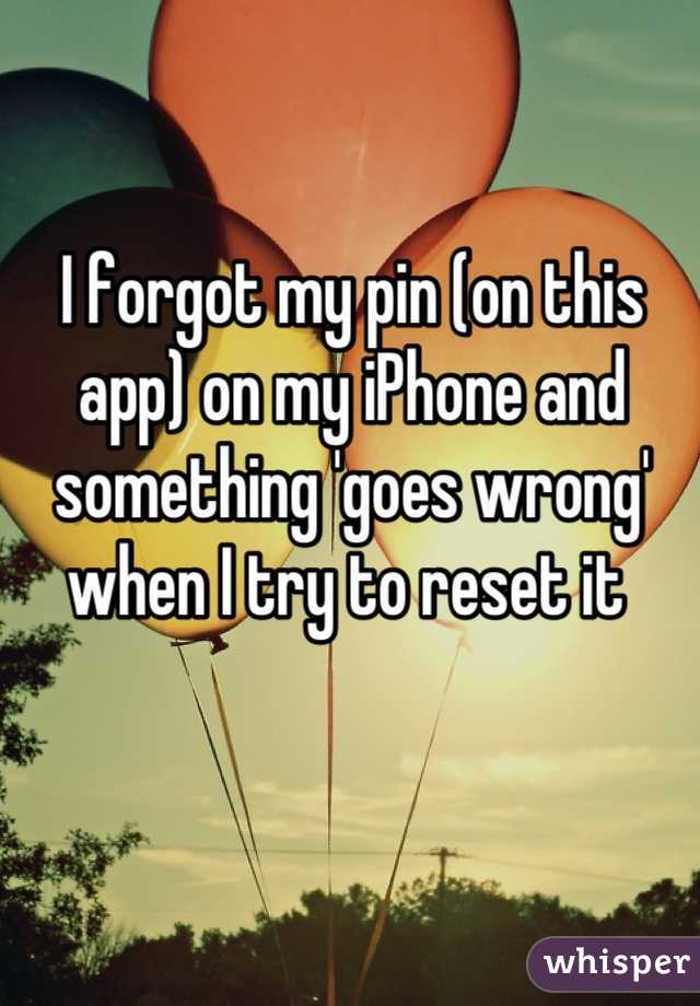 I forgot my pin (on this app) on my iPhone and something 'goes wrong' when I try to reset it 