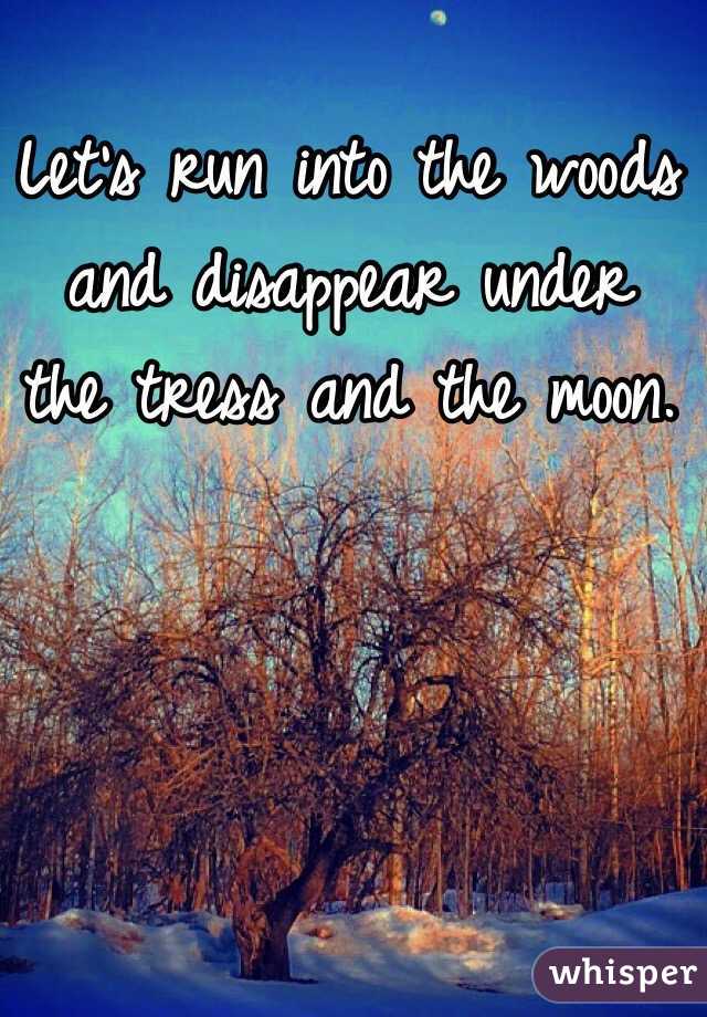 Let's run into the woods and disappear under the tress and the moon. 