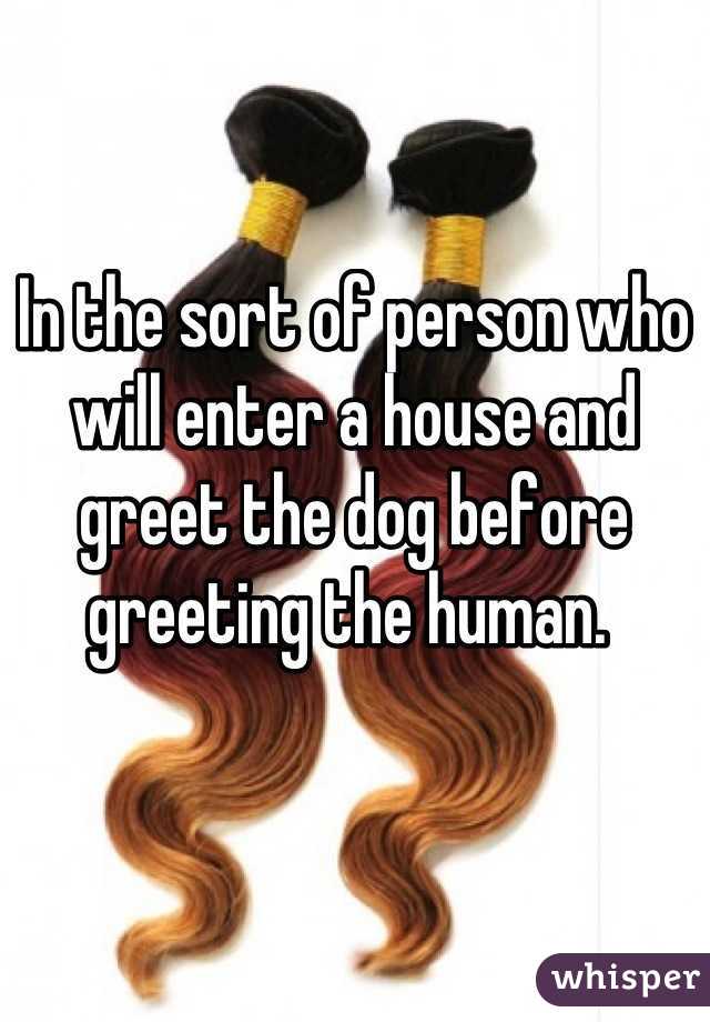 In the sort of person who will enter a house and greet the dog before greeting the human. 