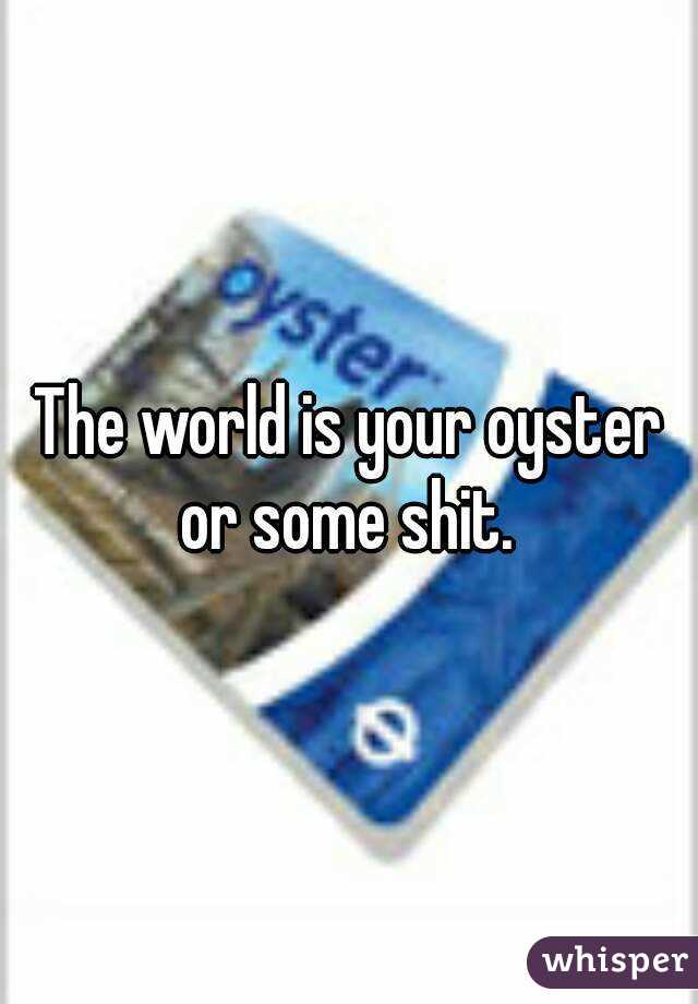 The world is your oyster or some shit. 