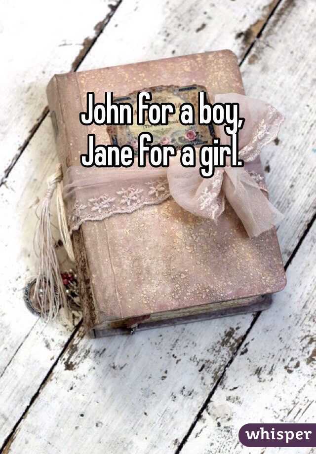 John for a boy,
Jane for a girl.
