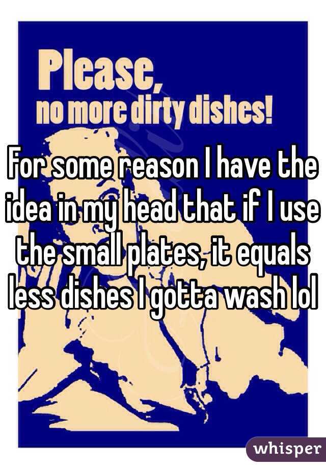 For some reason I have the idea in my head that if I use the small plates, it equals less dishes I gotta wash lol