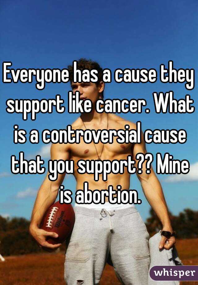Everyone has a cause they support like cancer. What is a controversial cause that you support?? Mine is abortion.