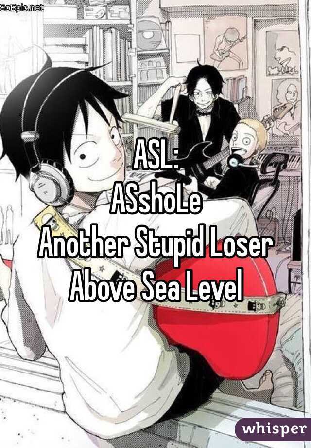ASL:
ASshoLe
Another Stupid Loser
Above Sea Level