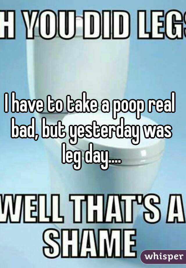 I have to take a poop real bad, but yesterday was leg day....