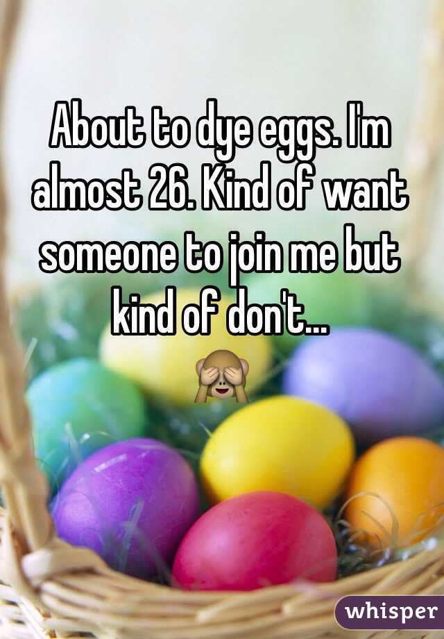 About to dye eggs. I'm almost 26. Kind of want someone to join me but kind of don't...
🙈
