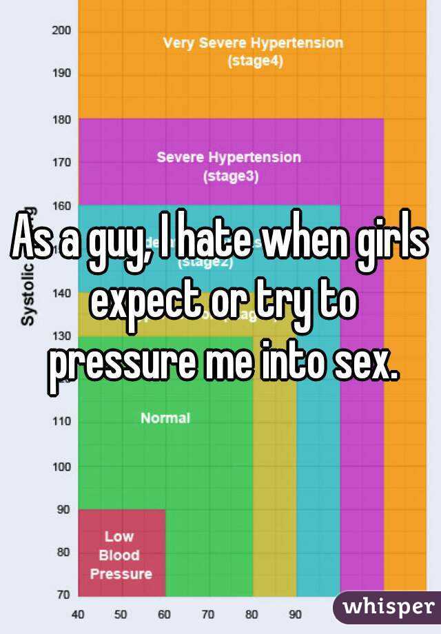 As a guy, I hate when girls expect or try to pressure me into sex.