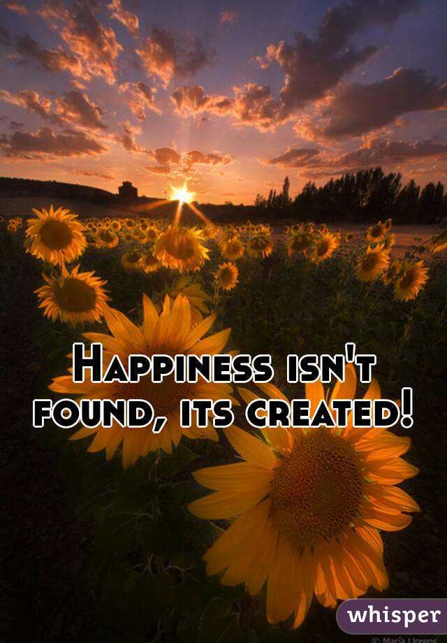 Happiness isn't found, its created! 