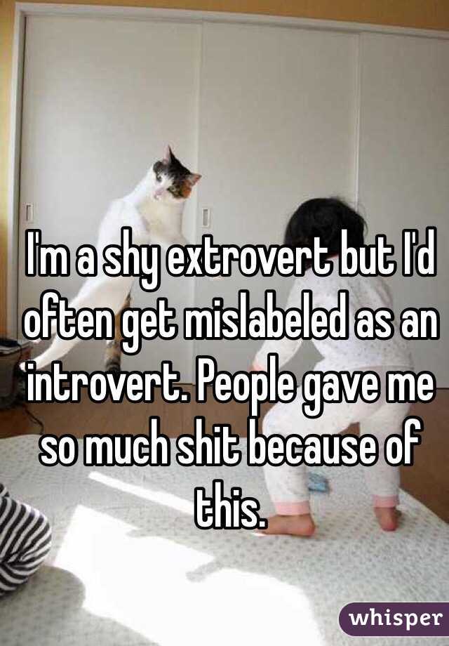 I'm a shy extrovert but I'd often get mislabeled as an introvert. People gave me so much shit because of this. 