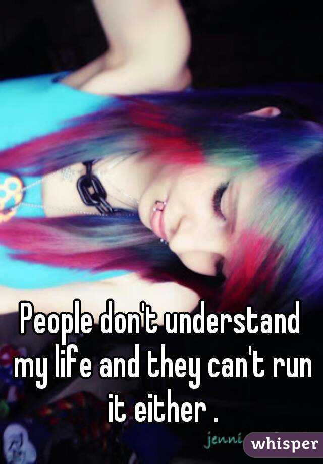 People don't understand my life and they can't run it either .