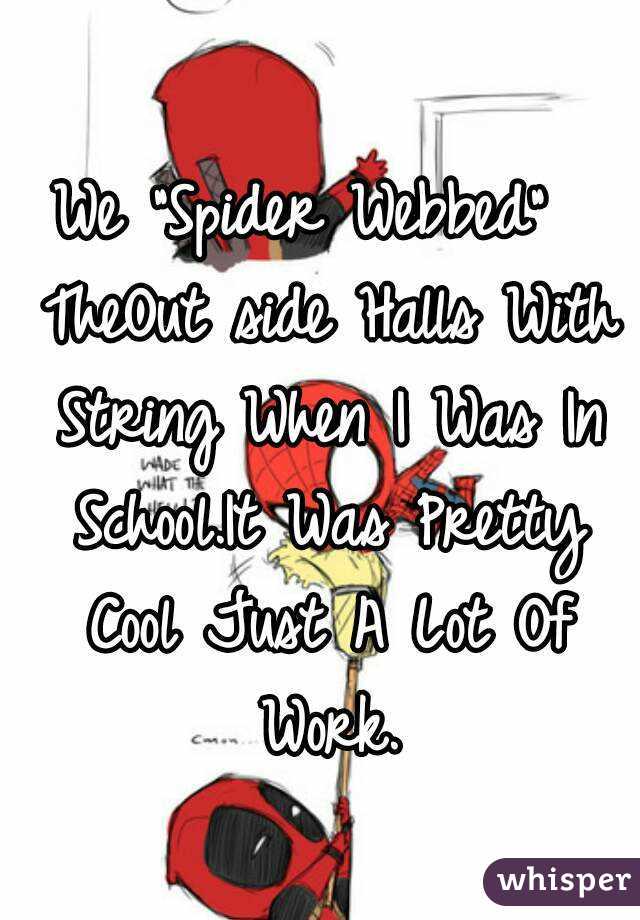 We "Spider Webbed"  TheOut side Halls With String When I Was In School.It Was Pretty Cool Just A Lot Of Work.