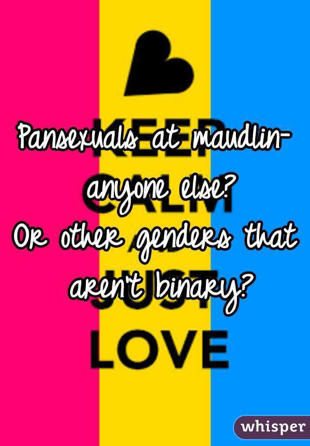 Pansexuals at maudlin- anyone else?
Or other genders that aren't binary?
