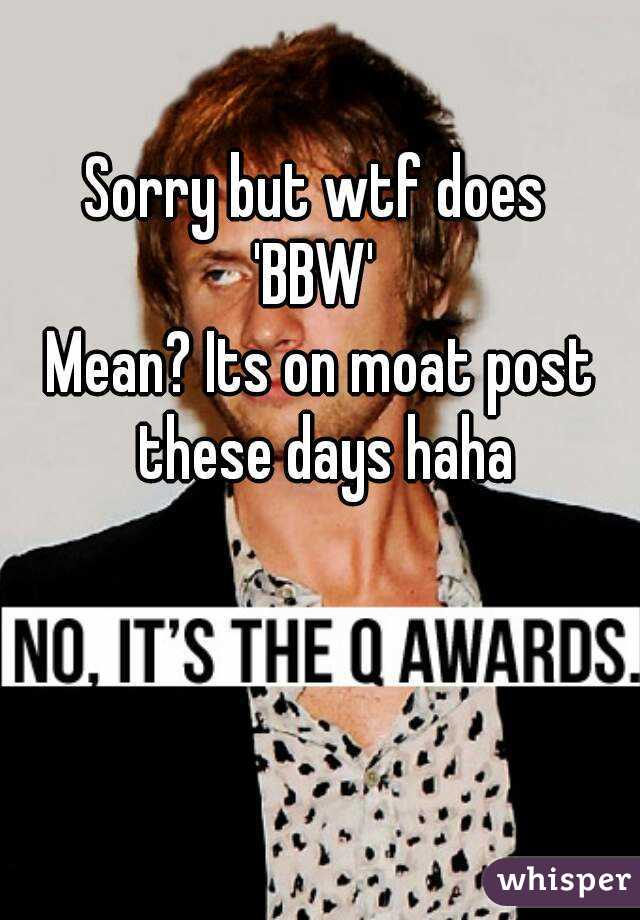 Sorry but wtf does 
'BBW' 
Mean? Its on moat post these days haha