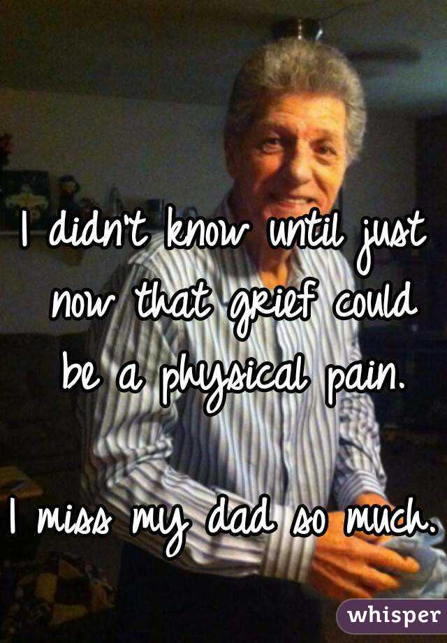 I didn't know until just now that grief could be a physical pain.

I miss my dad so much.