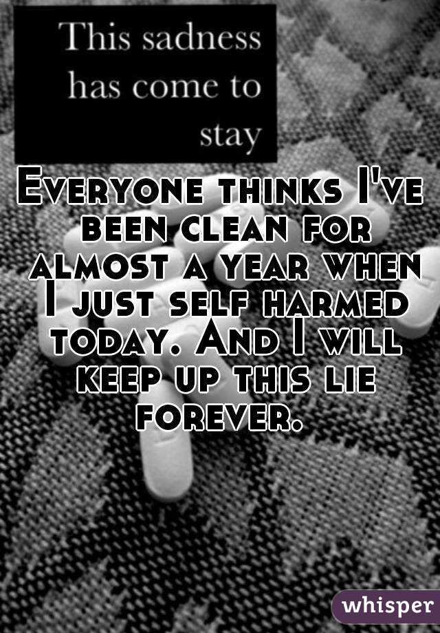 Everyone thinks I've been clean for almost a year when I just self harmed today. And I will keep up this lie forever. 