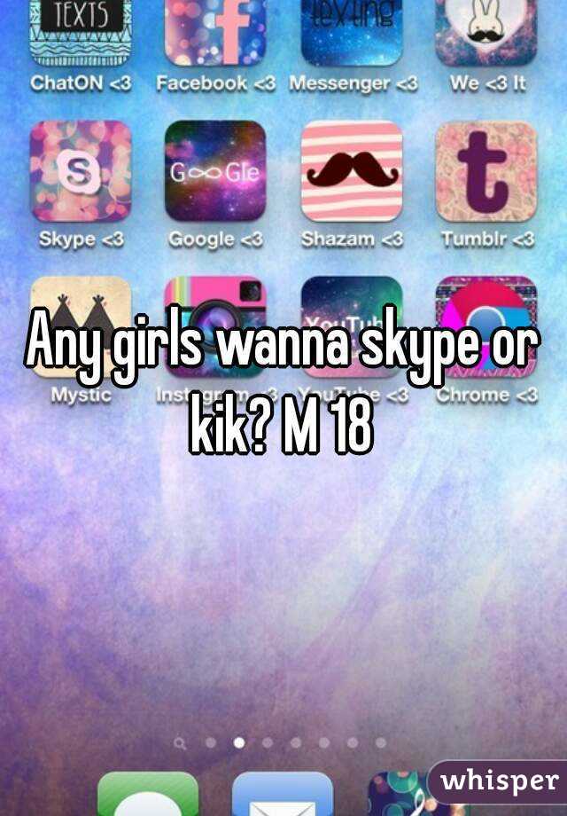 Any girls wanna skype or kik? M 18 