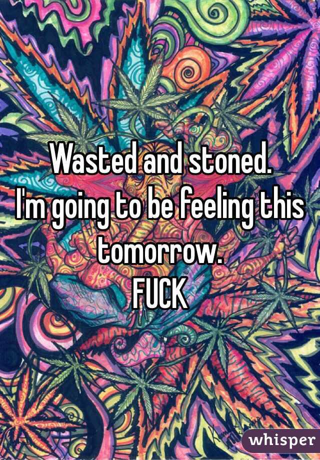 Wasted and stoned. 
I'm going to be feeling this tomorrow. 
FUCK