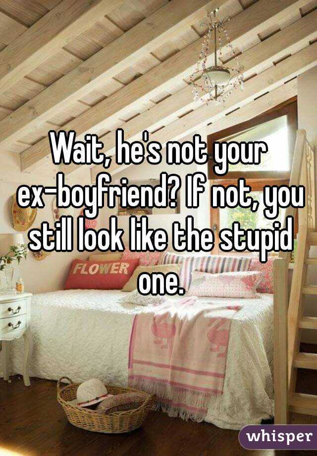 Wait, he's not your ex-boyfriend? If not, you still look like the stupid one.