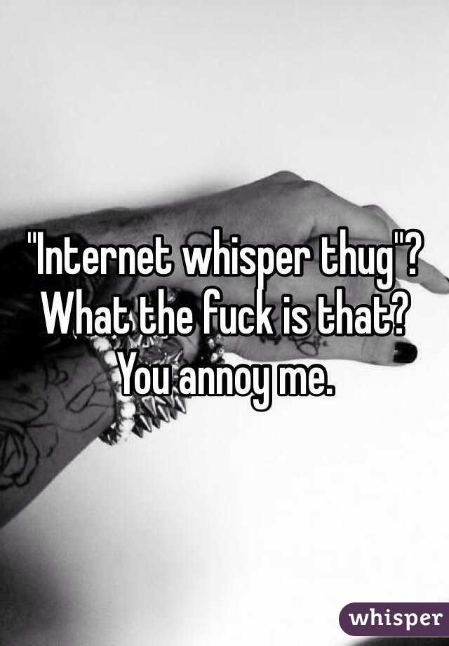 "Internet whisper thug"?
What the fuck is that?
You annoy me.
