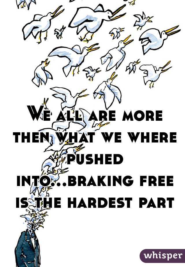We all are more then what we where pushed into...braking free is the hardest part 