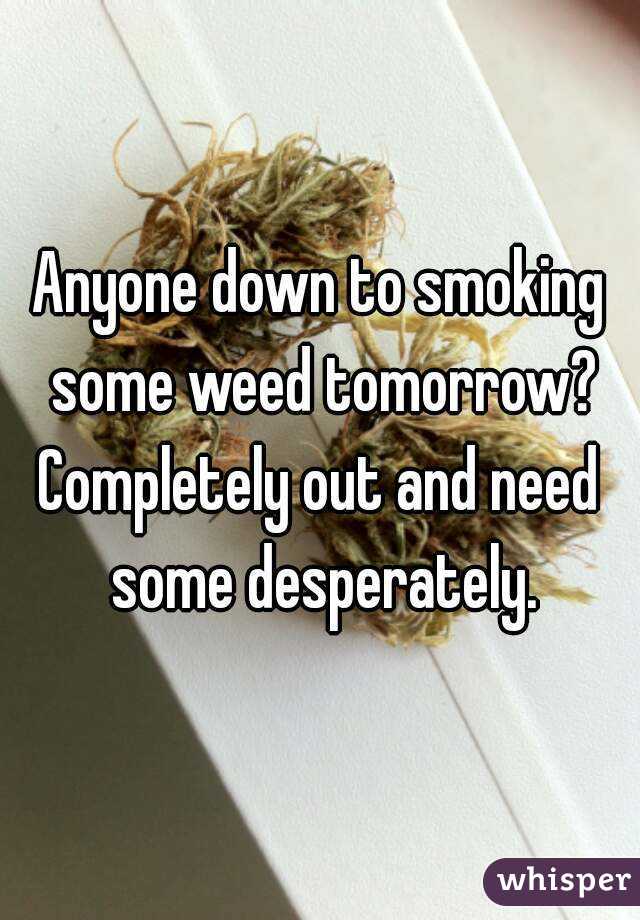 Anyone down to smoking some weed tomorrow?
Completely out and need some desperately.
