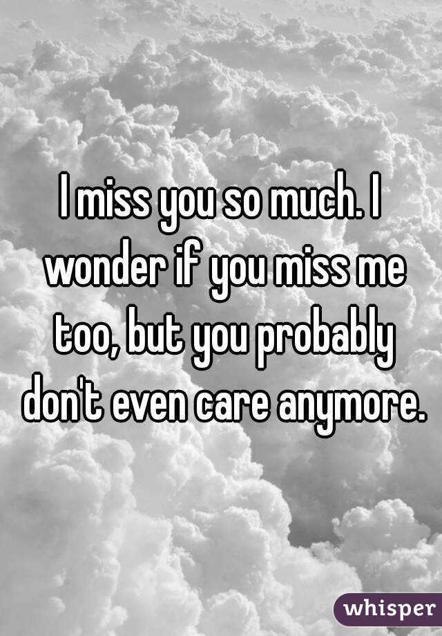 I miss you so much. I wonder if you miss me too, but you probably don't even care anymore.